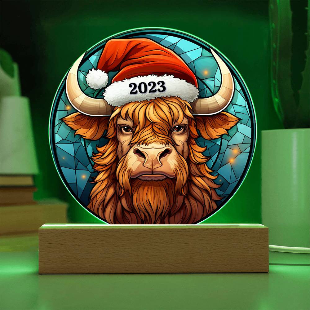 Stained Glass Highland Cow Acrylic Plaque