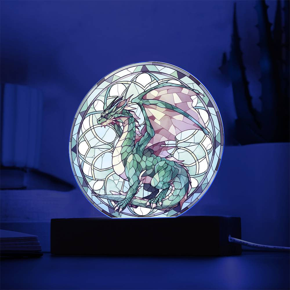 Dragon Stained Glass Acrylic Plaque and Nightlight