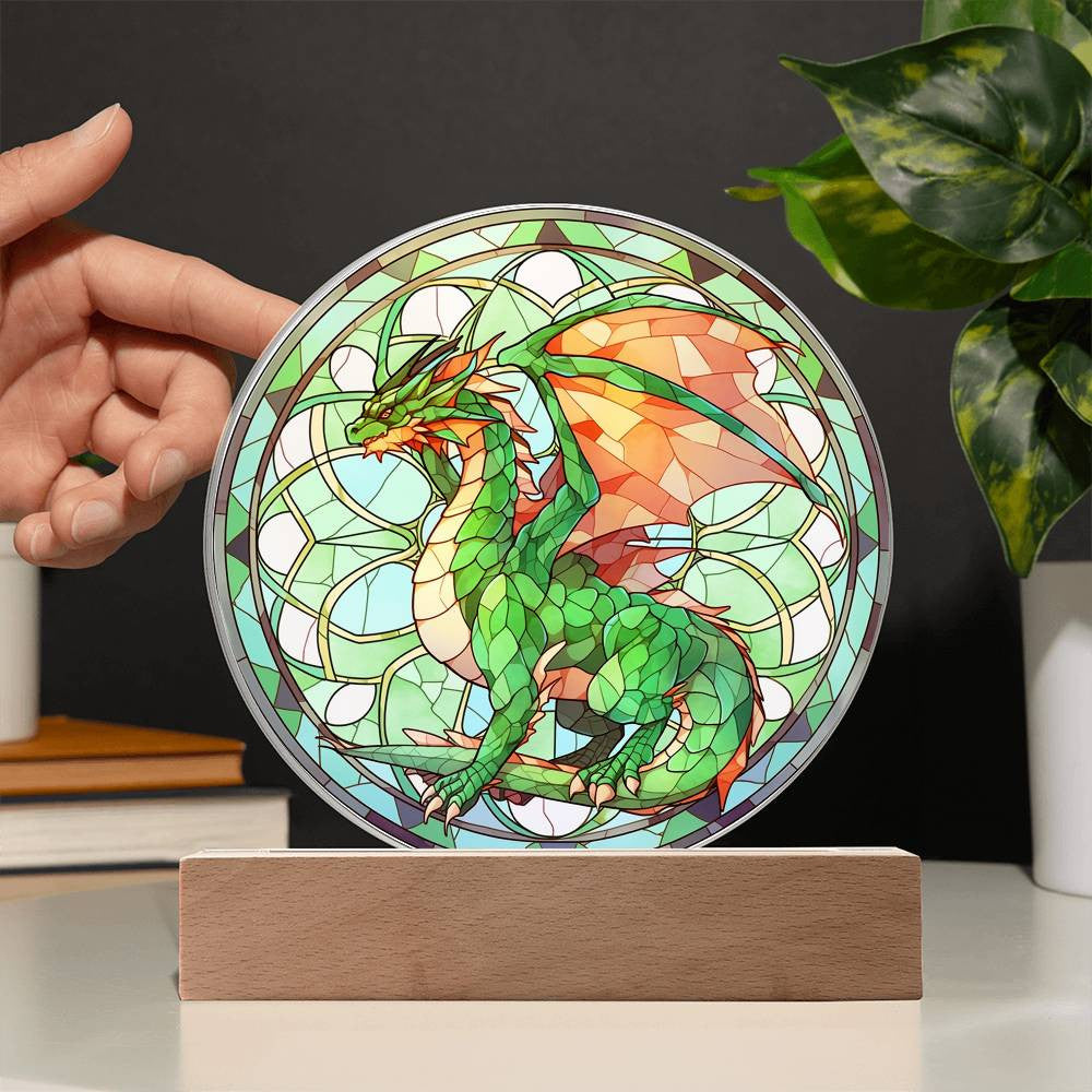 Dragon Stained Glass Acrylic Plaque and Nightlight