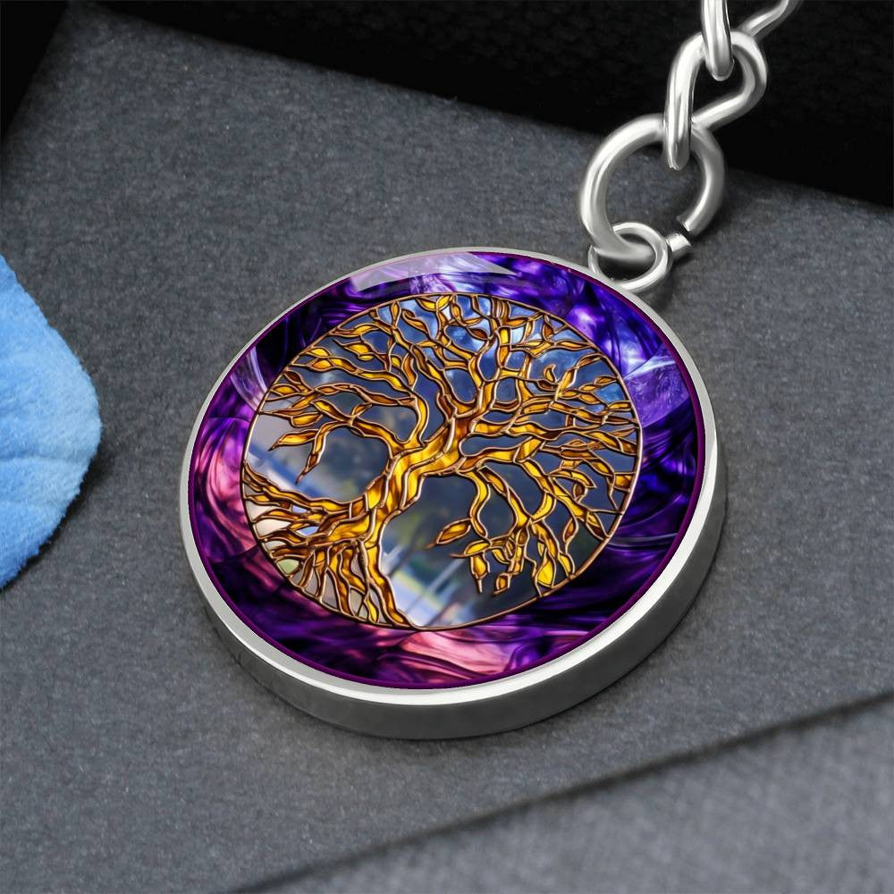 Pretty Purple Tree of Life Necklace or Keychain