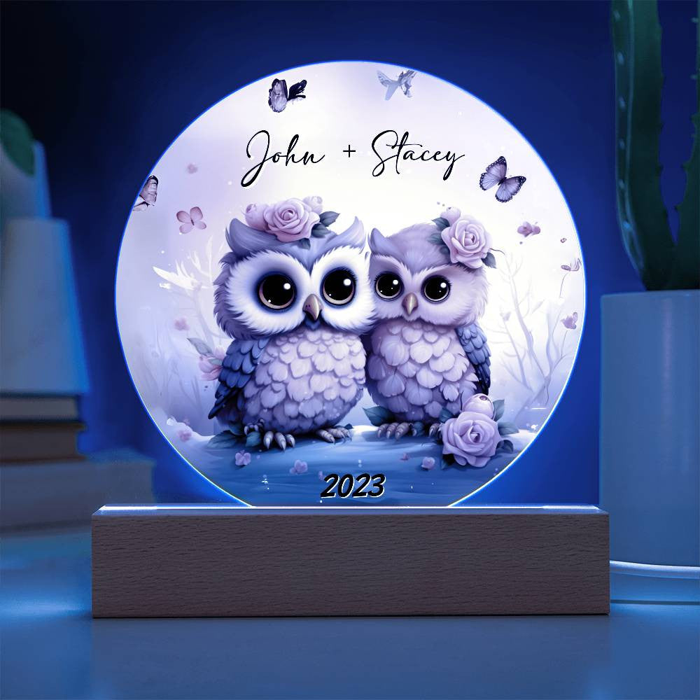 Owl Love Circle Acrylic Plaque