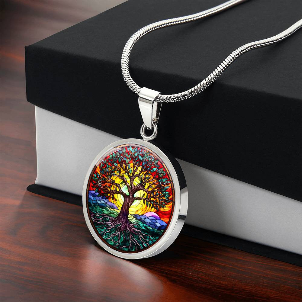 Stained Glass Style Tree of Life Necklace