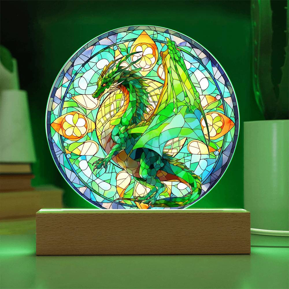 Stained Glass Style Dragon Plaque and Night Light