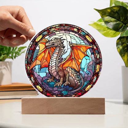 Dragon Stained Glass Style Plaque and Nightlight