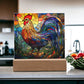 Rooster Stained Glass Style Acrylic Square Plaque