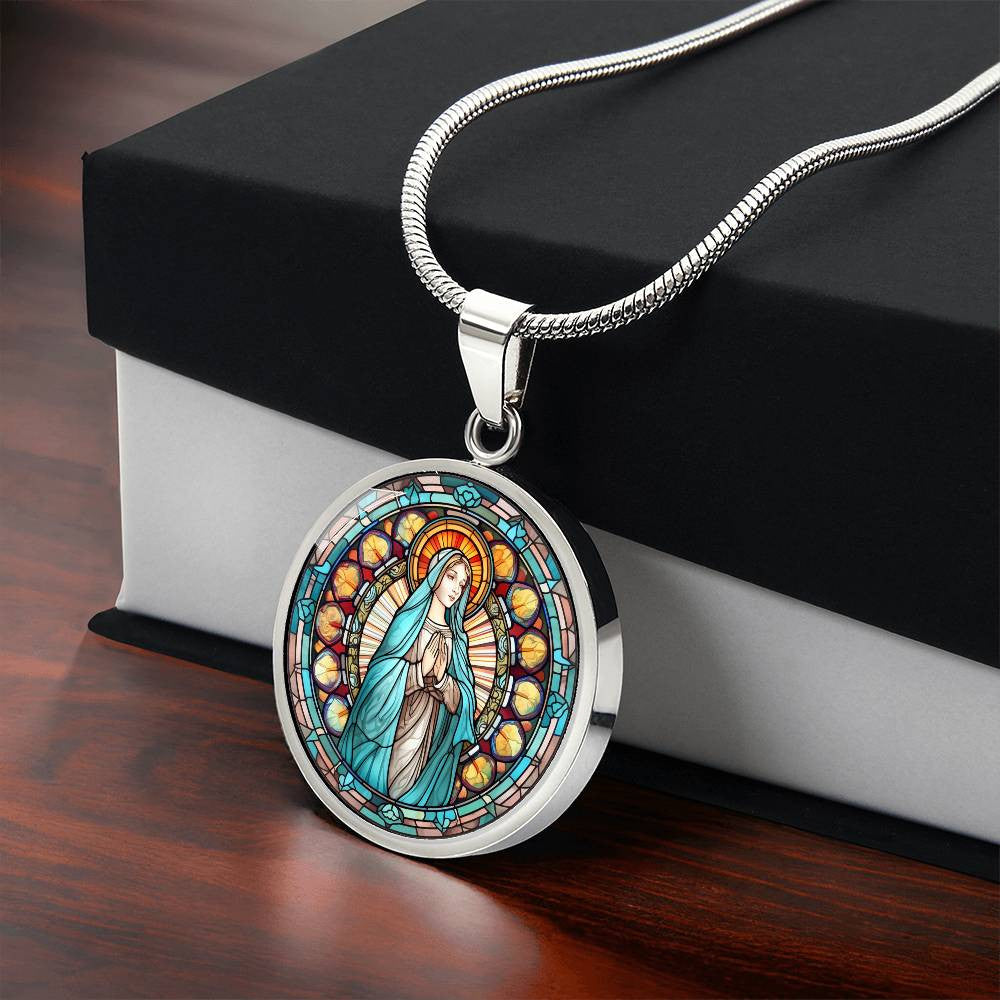 Personalized Virgin Mary Grandma Medallion Necklace