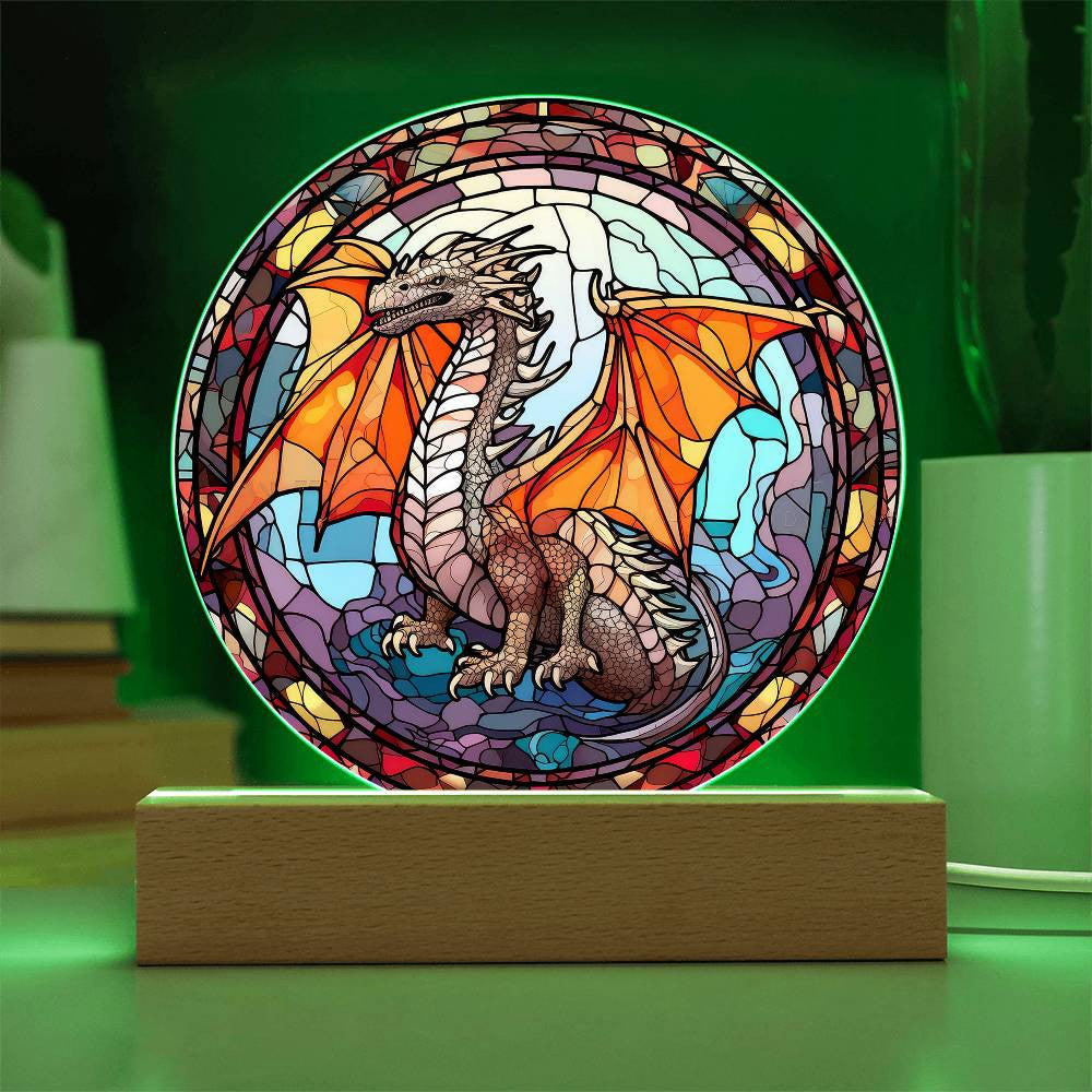 Dragon Stained Glass Style Plaque and Nightlight