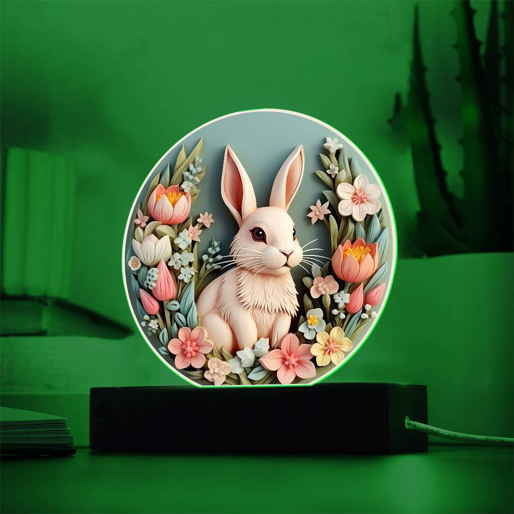 Personalized 3D Look Hoppy Easter Bunny Rabbit Night Light Plug In