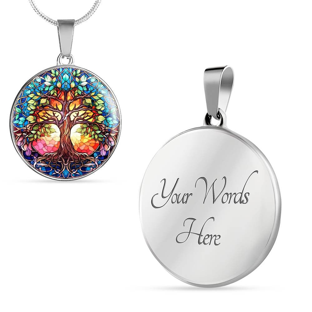 Stained Glass Style Tree of Life Necklace