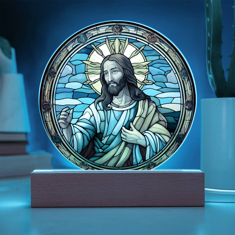 Jesus Stained Glass Catholic Plaque