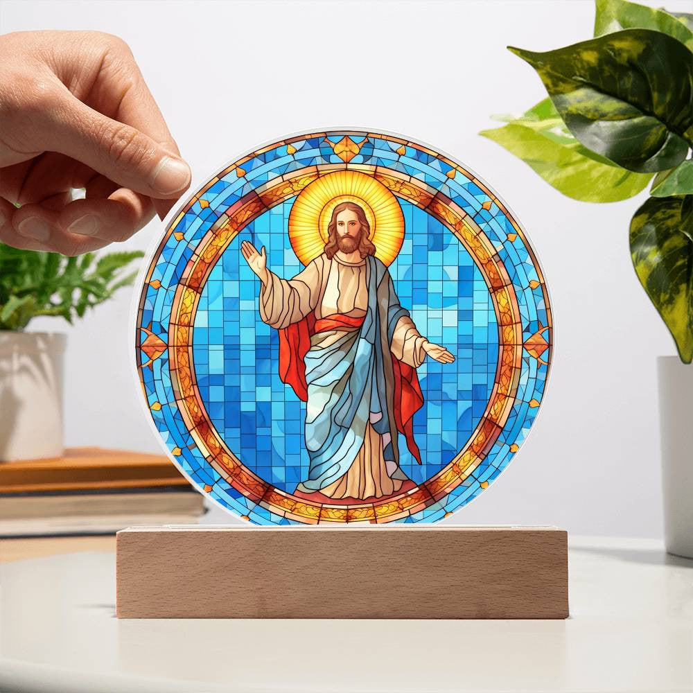 Jesus Stained Glass Style Plaque