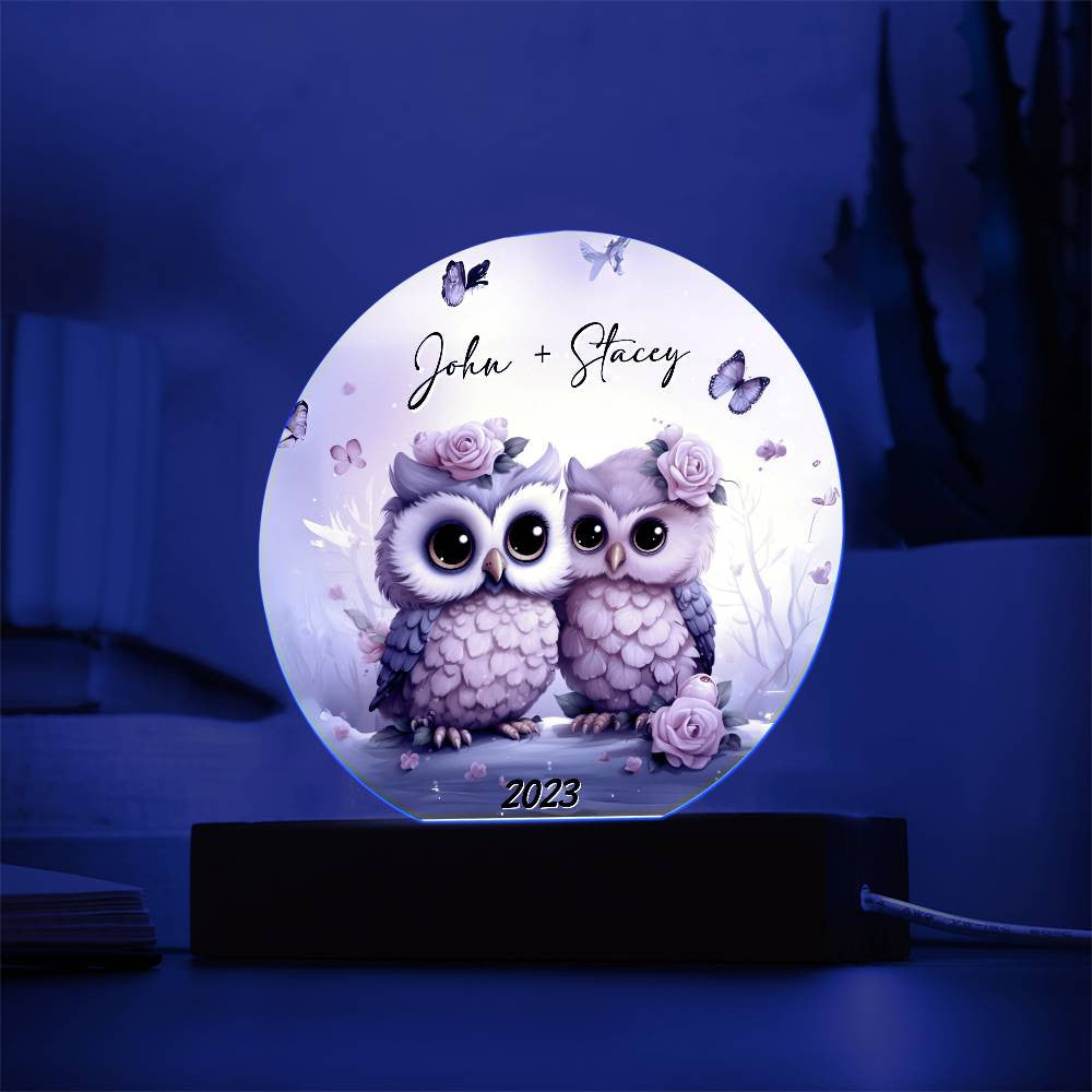 Owl Love Circle Acrylic Plaque