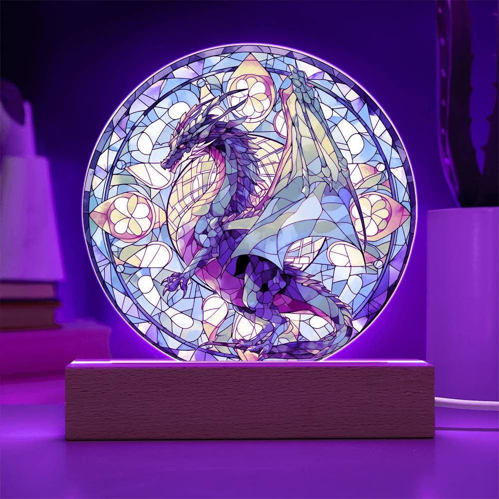 Stained Glass Style Dragon Plaque and Night Light