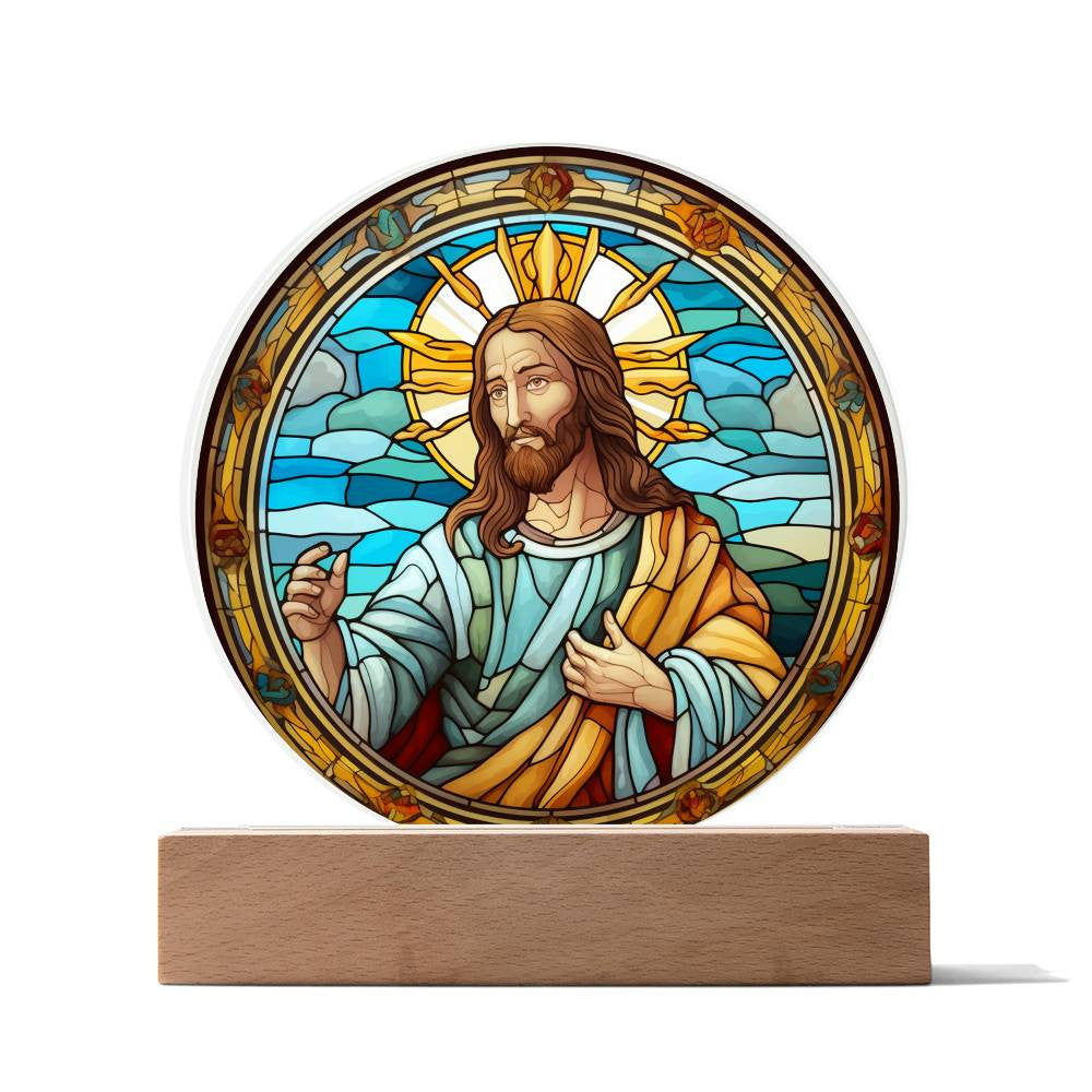 Jesus Stained Glass Catholic Plaque