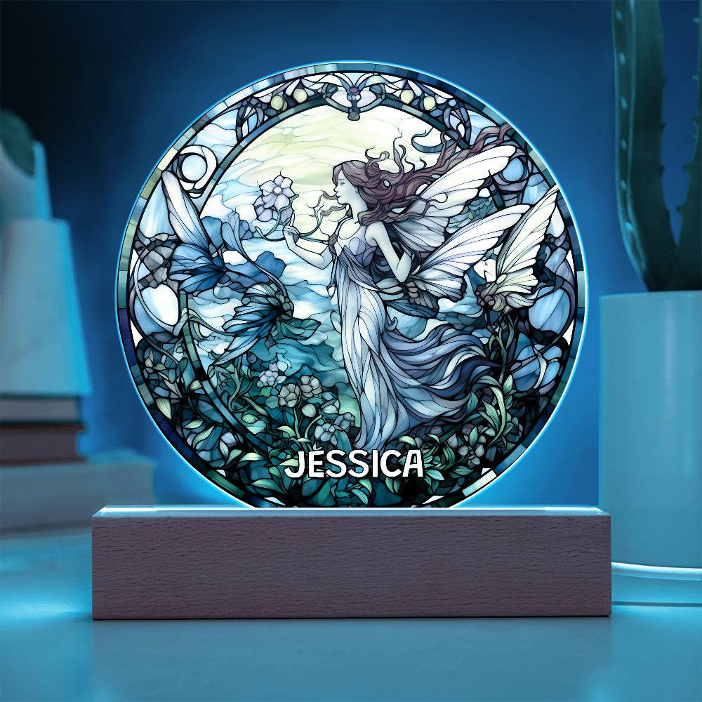 Personalized Fairy Garden Stained Glass Night Light