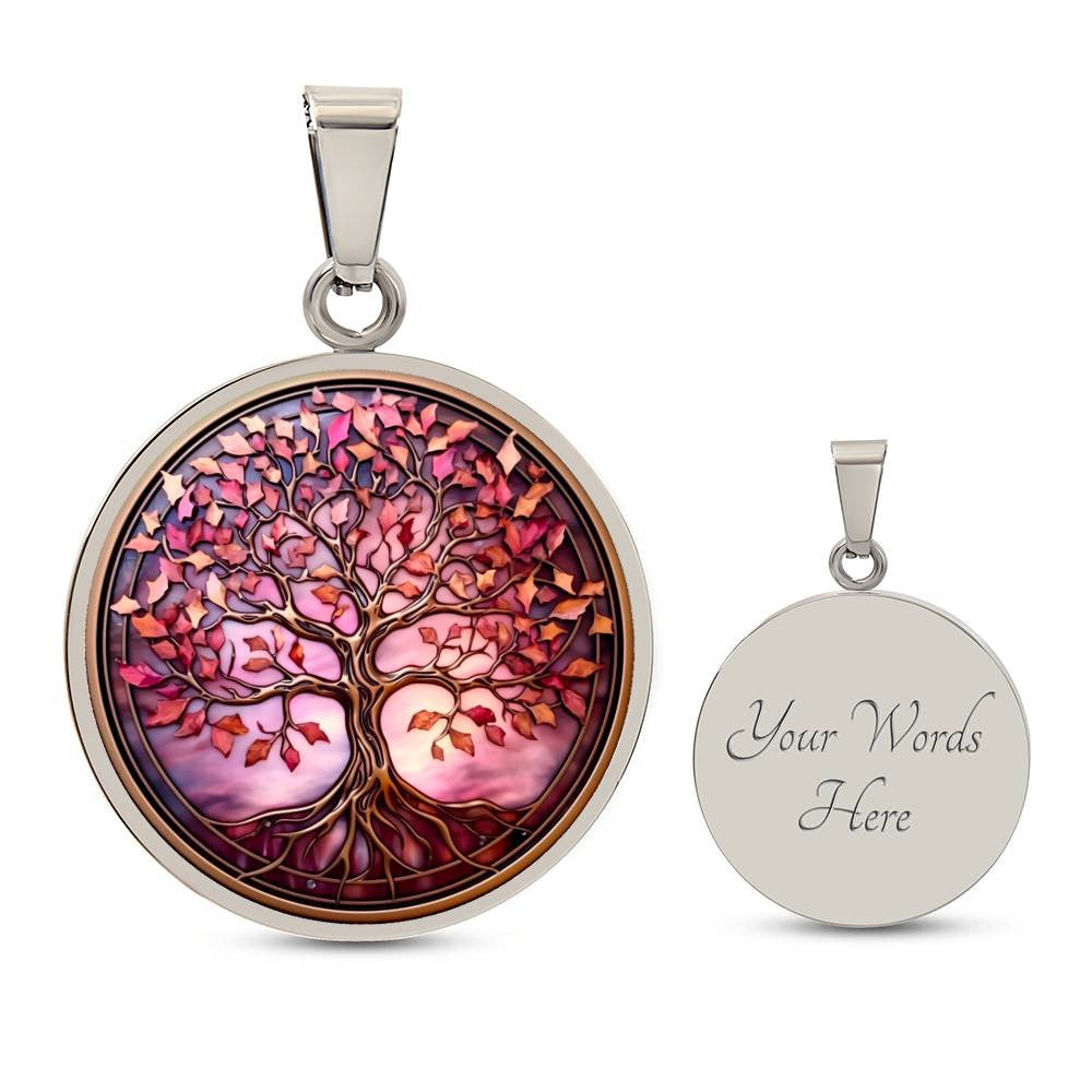 Pink Tree of Life Pendant Necklace