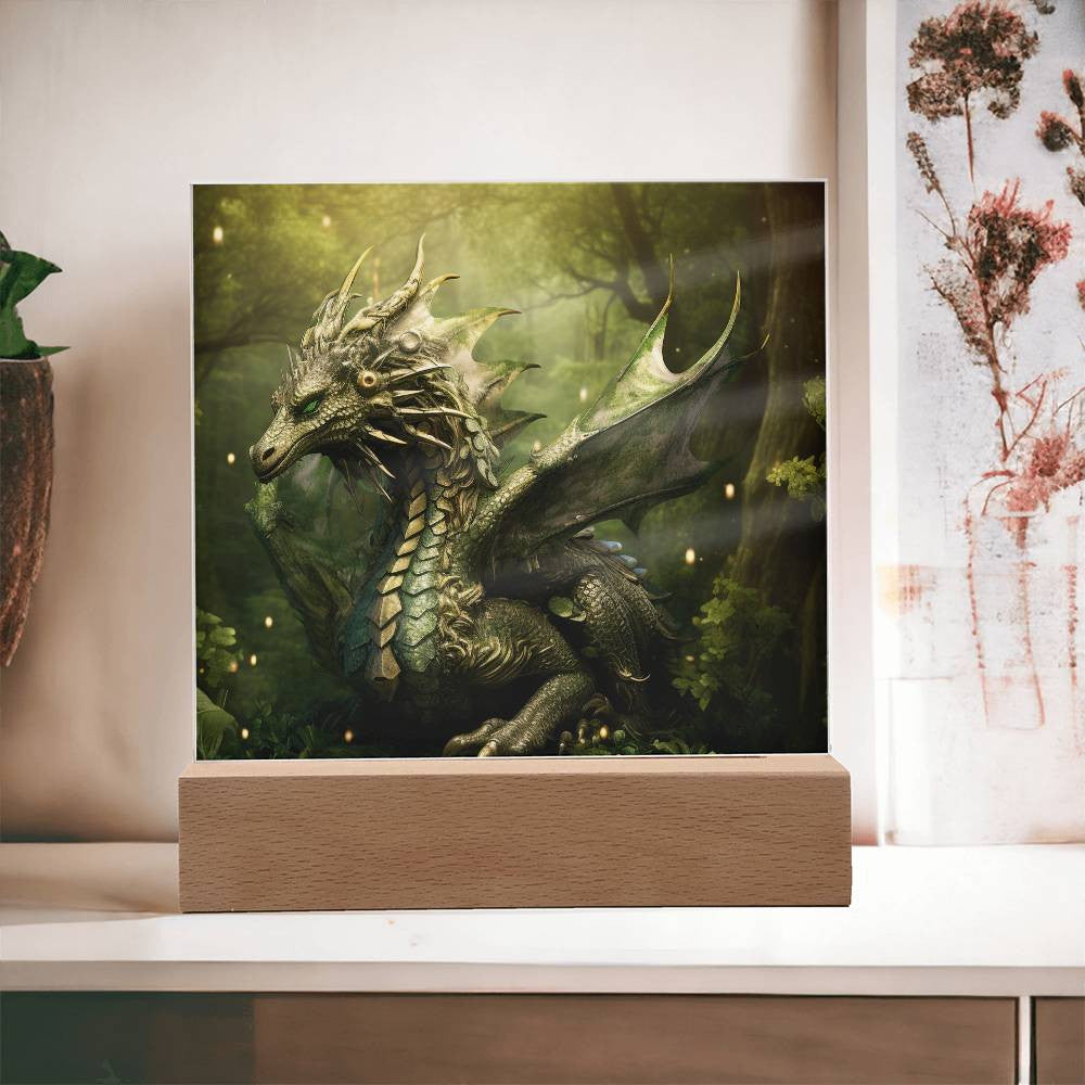 Green Dragon Plaque and LED Light