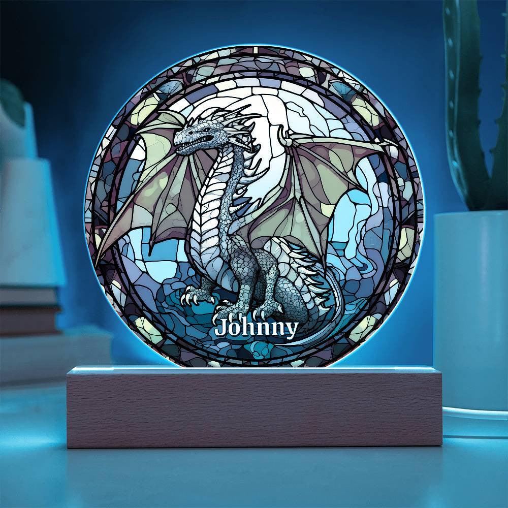 Dragon Stained Glass Style Plaque and Nightlight