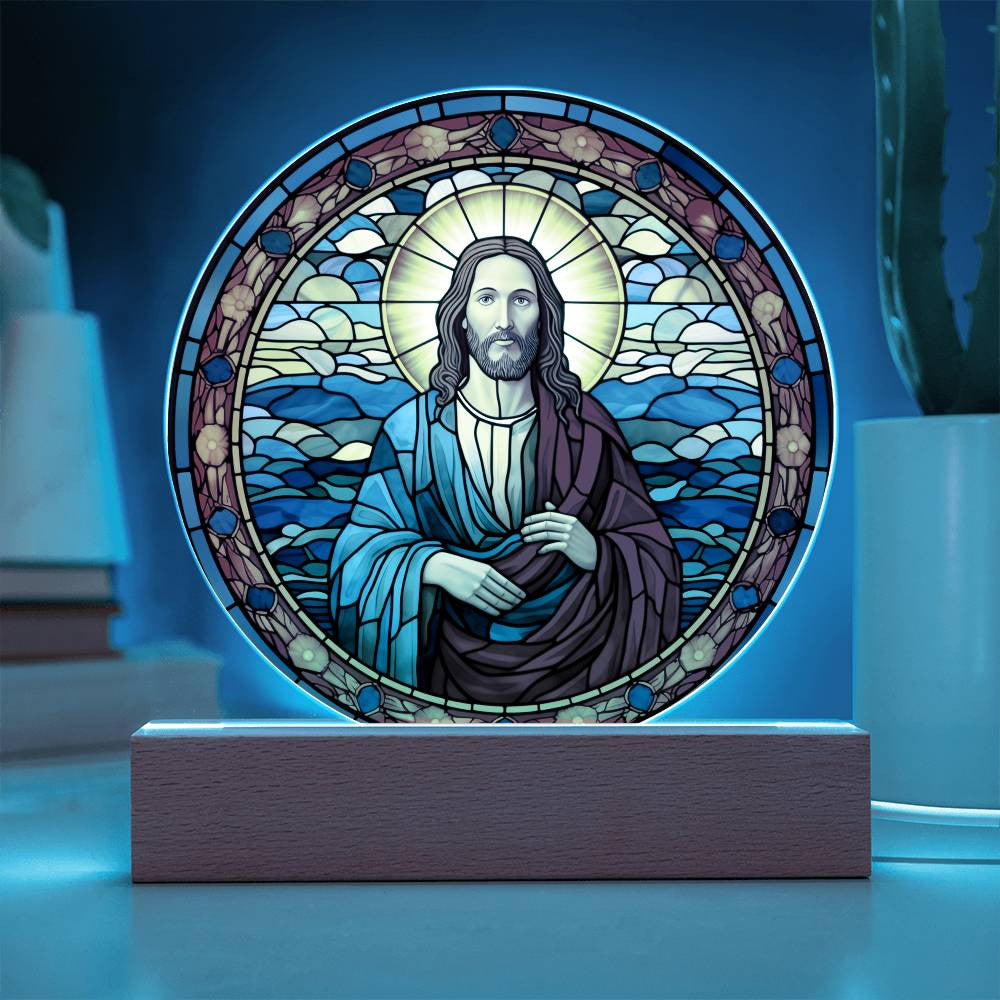 Jesus Modern Stained Glass Look Plaque