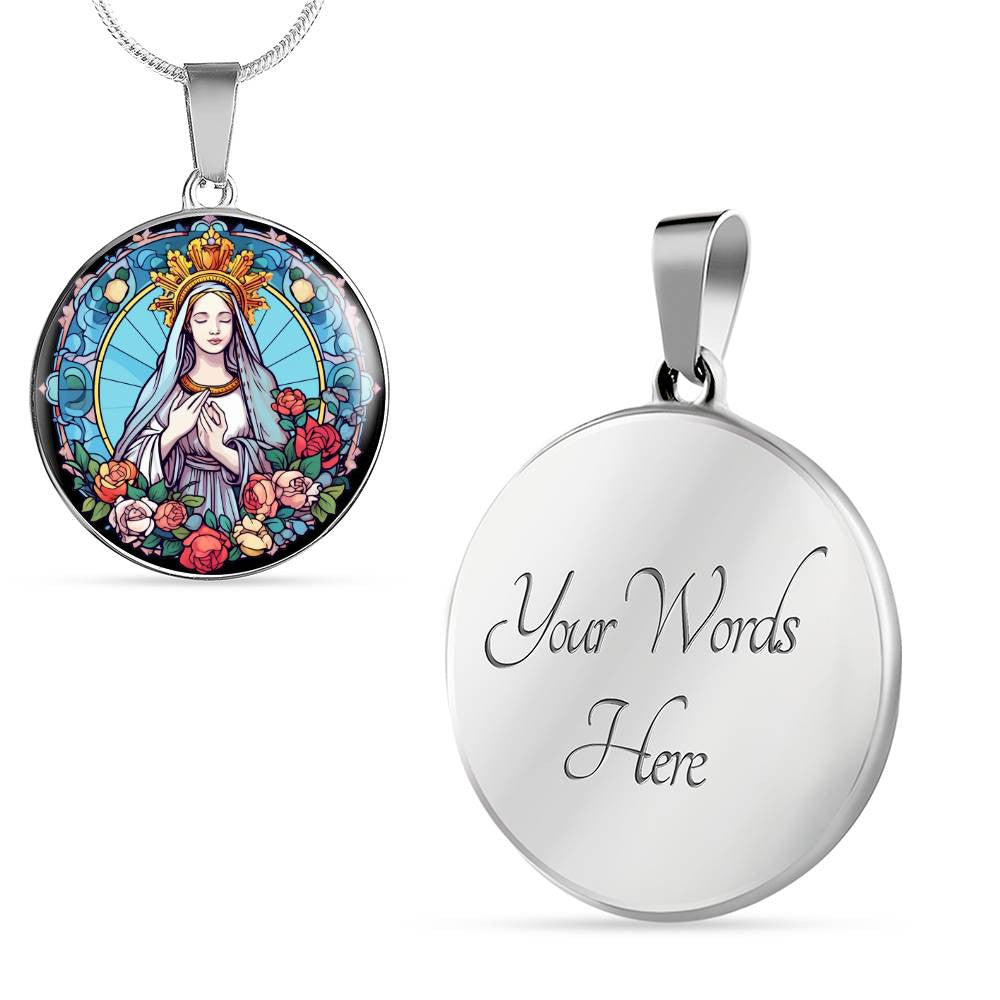 Personalized Catholic Statue Medallion Necklace