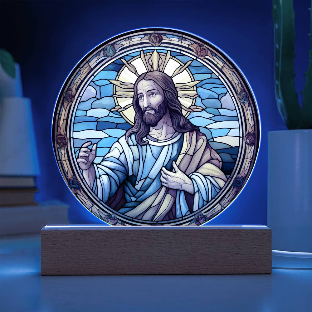 Jesus Stained Glass Catholic Plaque