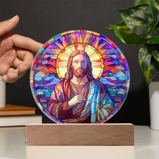 Jesus Christ Stained Glass Style Plaque