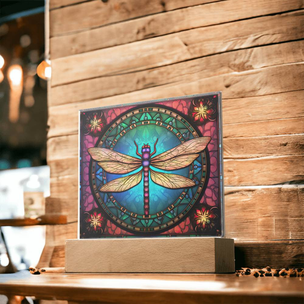 Dragonfly Stained Glass-Style Art Acrylic Plaque