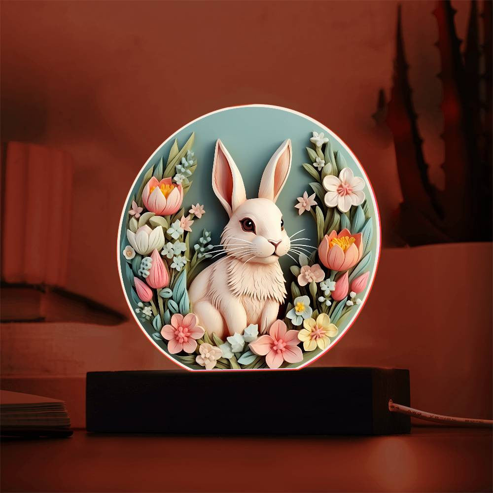 Personalized 3D Look Hoppy Easter Bunny Rabbit Night Light Plug In