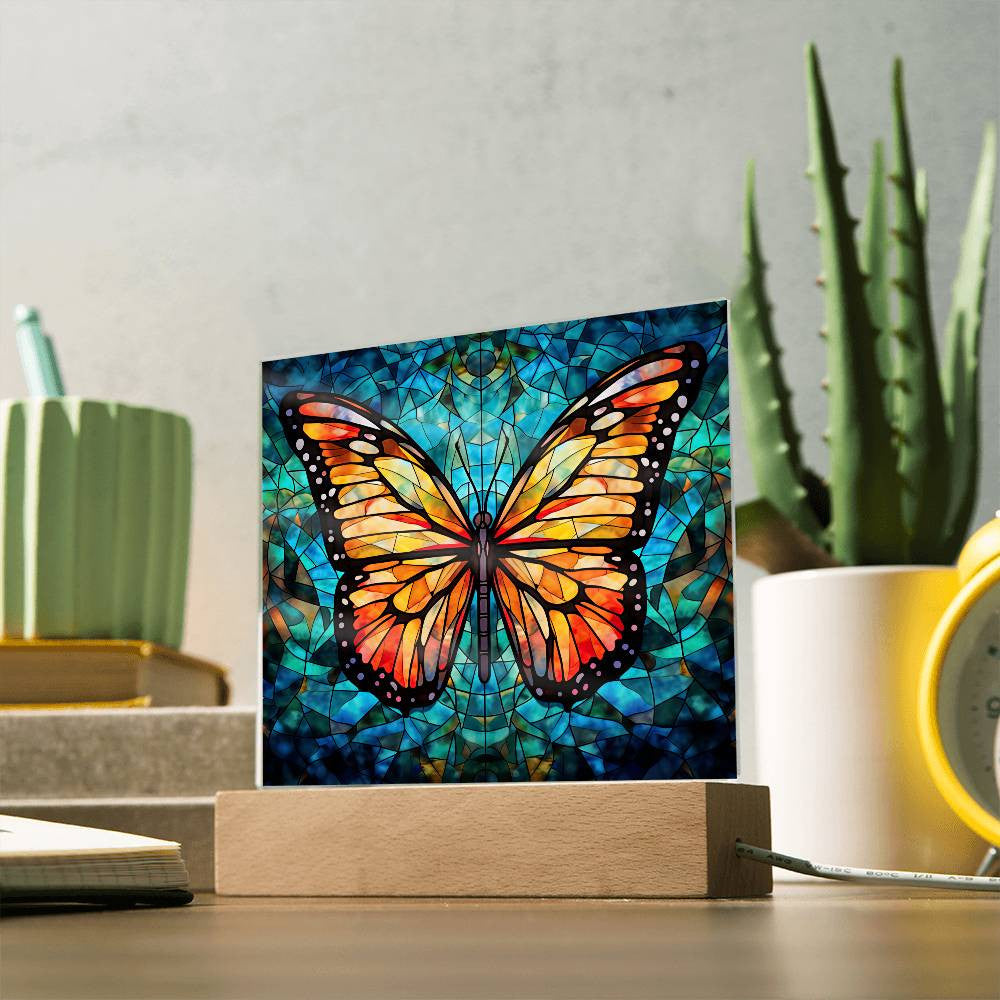 Stained Glass Butterfly Acrylic Plaque