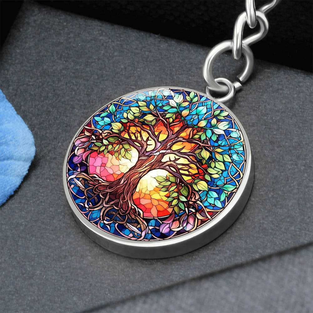 Personalized Gold Tree of Life Pendant Keychain or Necklace