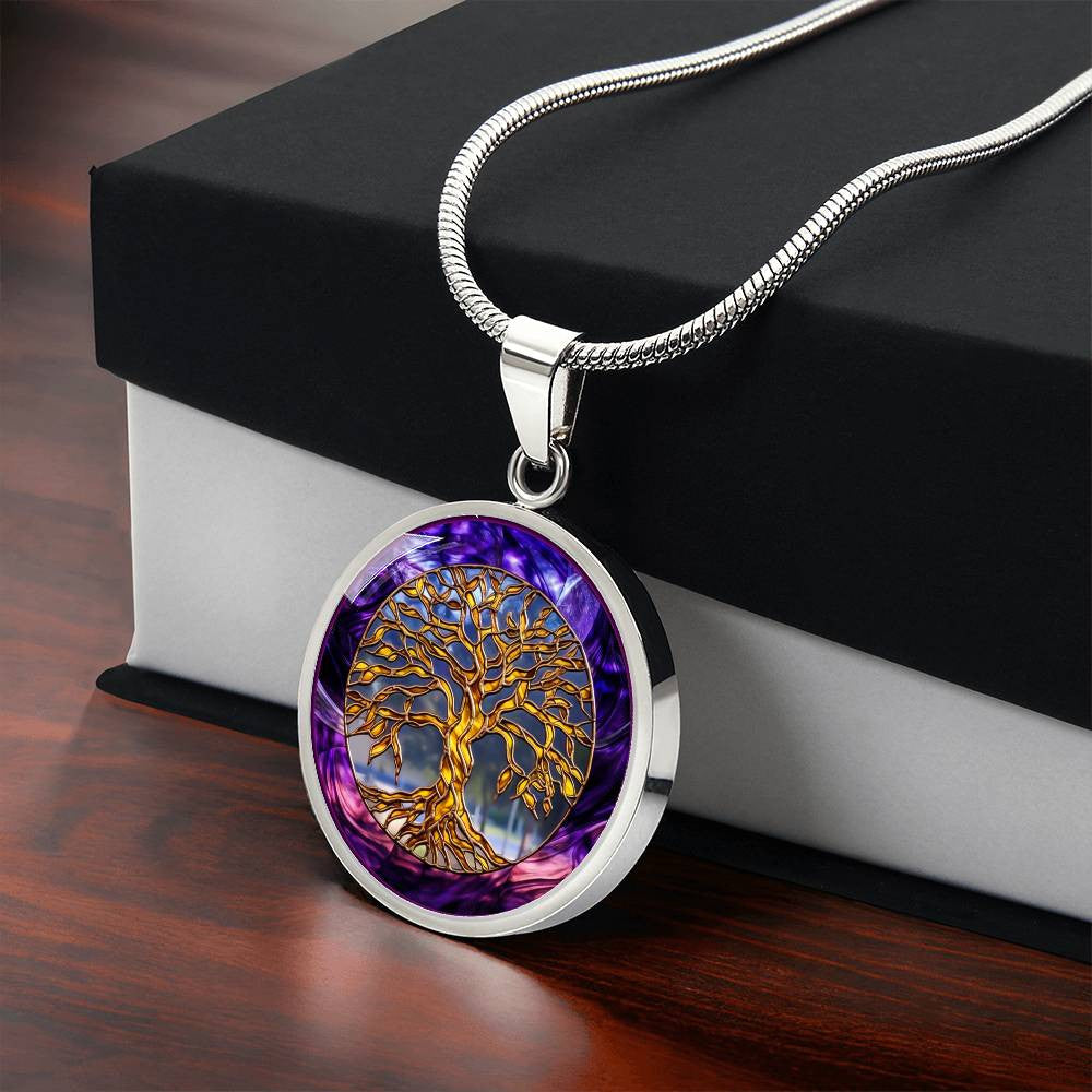 Pretty Purple Tree of Life Necklace or Keychain