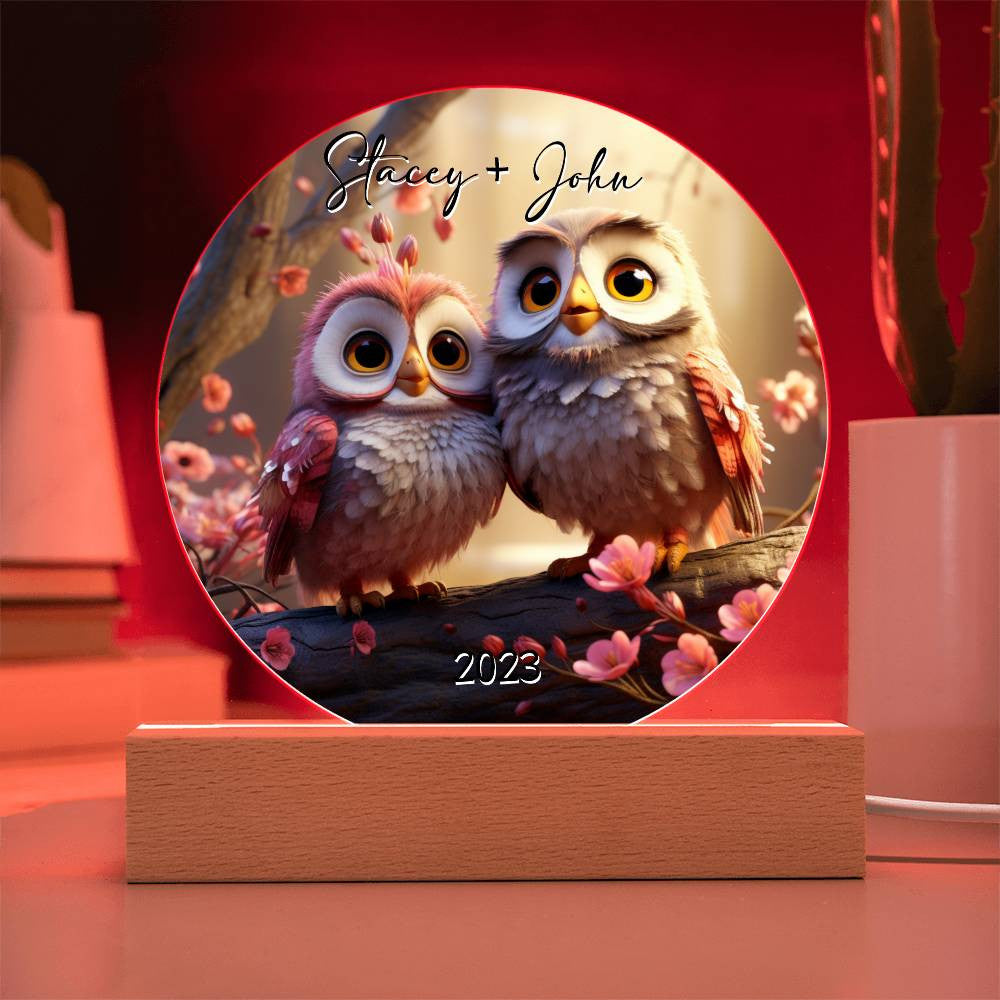 Owl Love Circle Acrylic Plaque