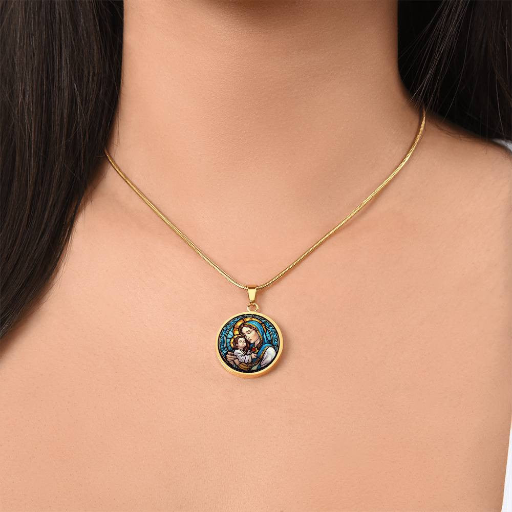 Personalized Virgin Mary & Baby Jesus Necklace