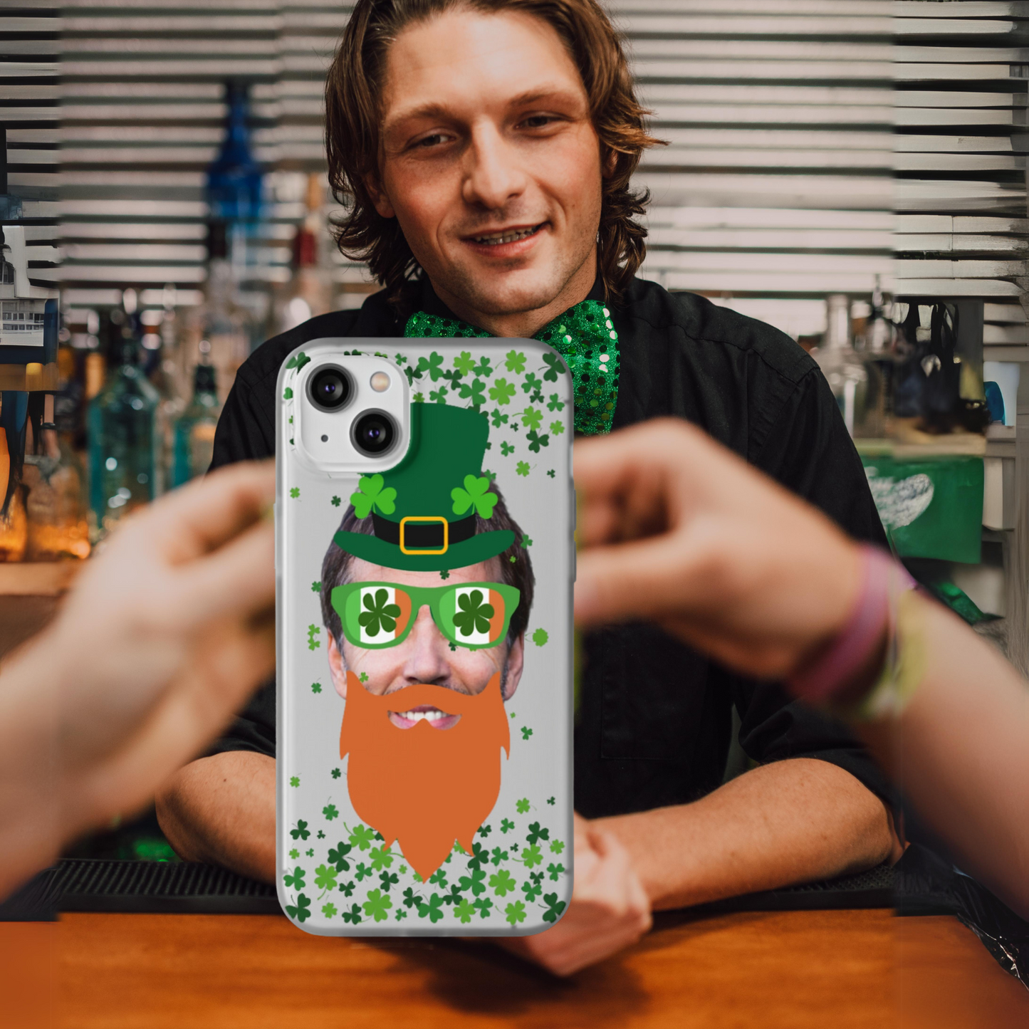 Personalized Leprechaun Clear Phone Case - Samsung s10 - s23 Ultra, iPhone 7 - 14 Pro Max