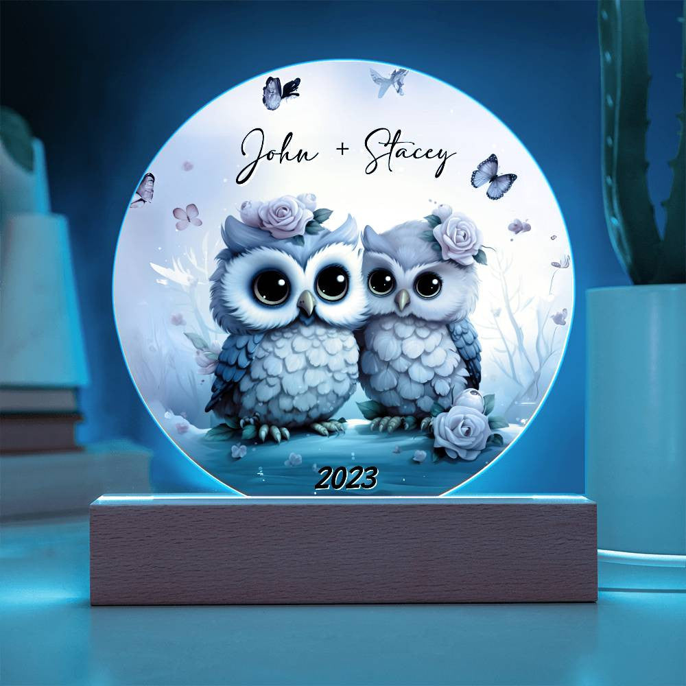 Owl Love Circle Acrylic Plaque