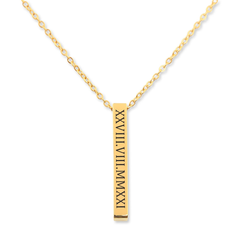 Personalized Roman Date Necklace - Custom Roman Numeral Unisex Jewelry