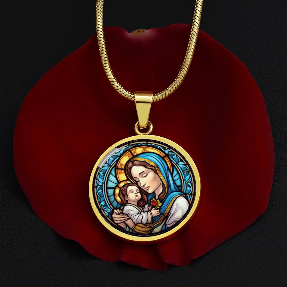 Personalized Virgin Mary & Baby Jesus Necklace