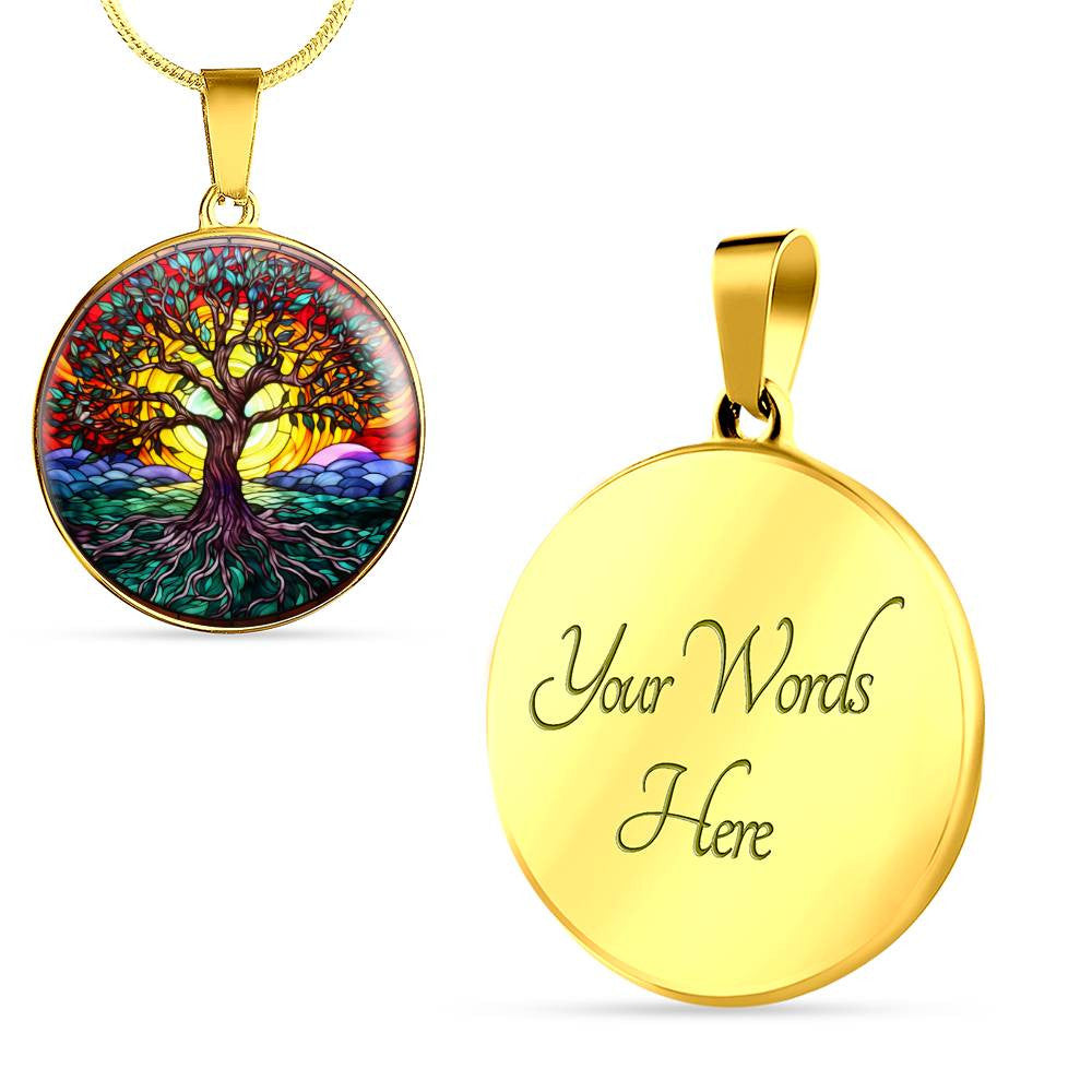 Stained Glass Style Tree of Life Necklace