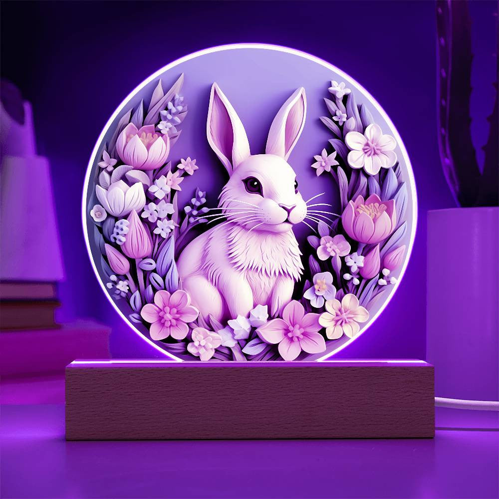 Personalized 3D Look Hoppy Easter Bunny Rabbit Night Light Plug In