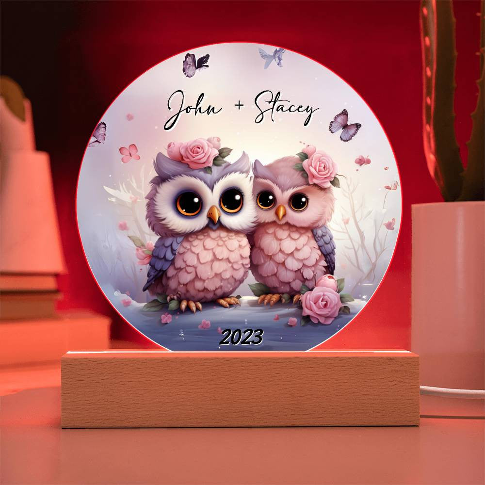 Owl Love Circle Acrylic Plaque