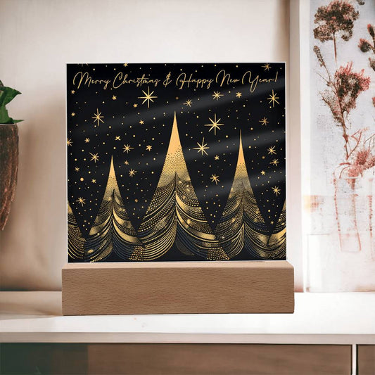 Black and Gold Christmas Trees Plaques