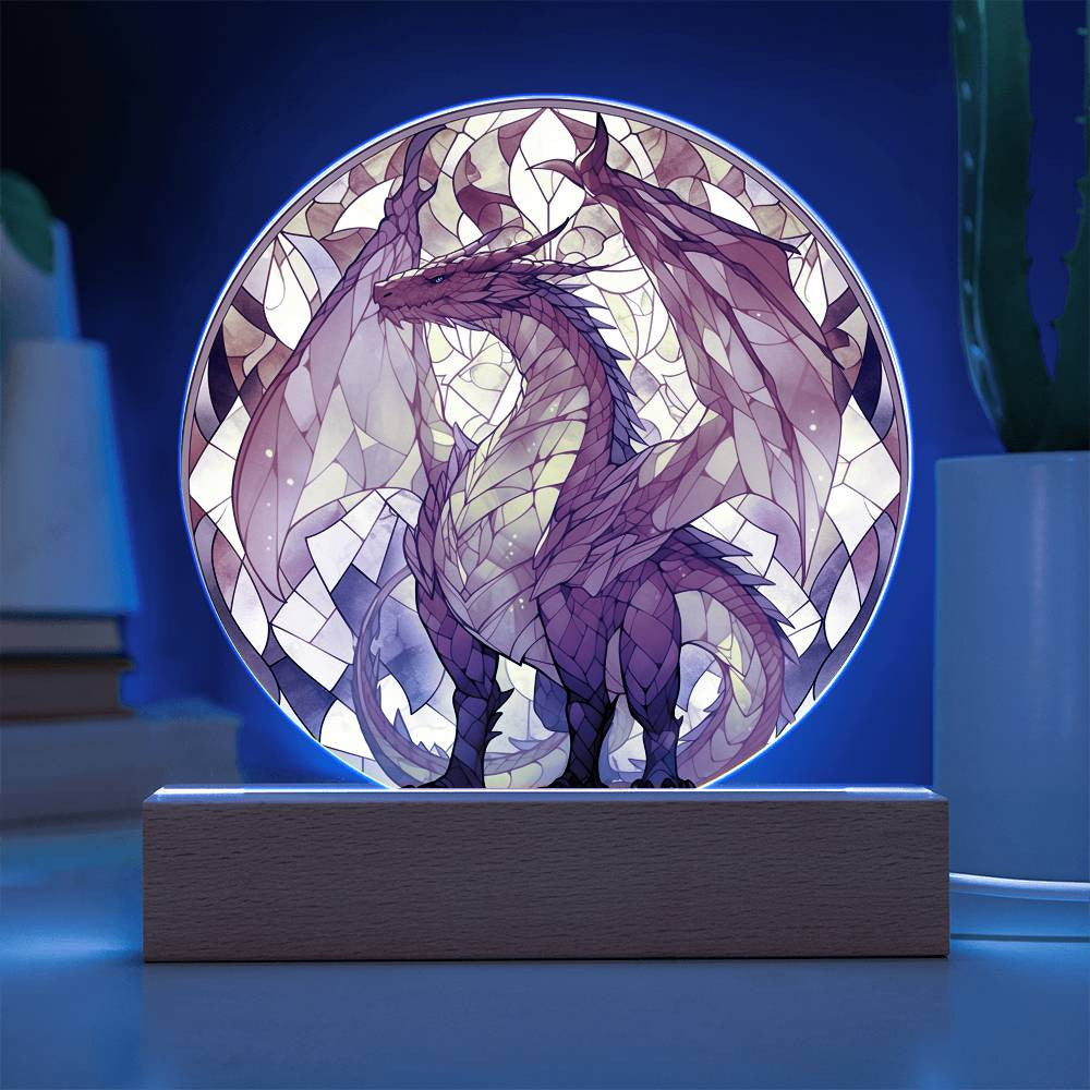 Red Dragon Stained Glass Plaque and Night Light