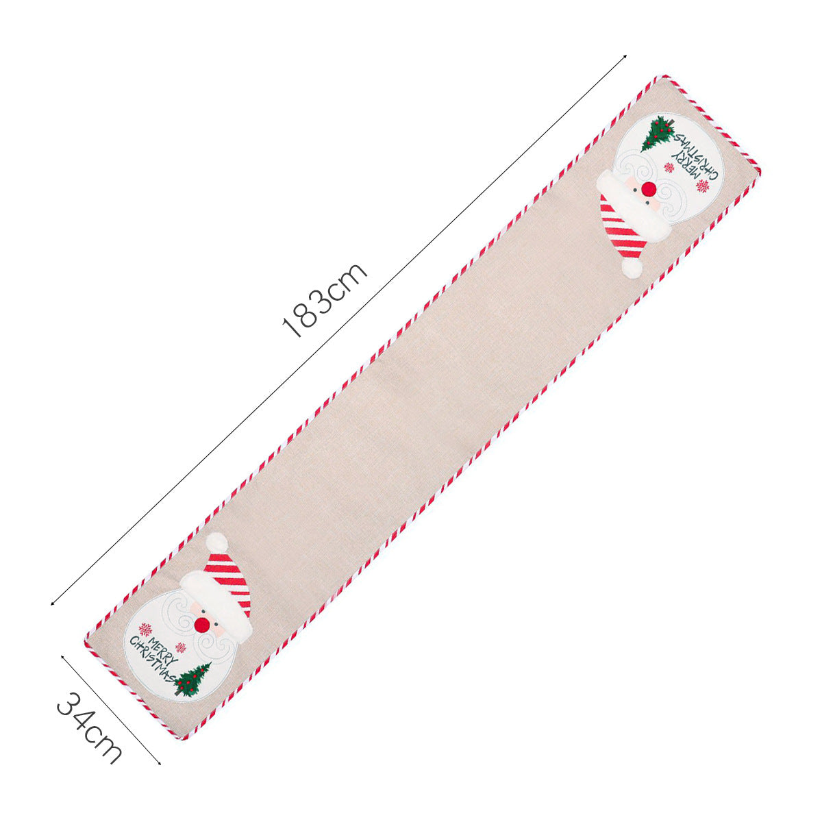 Linen Cartoon Santa Claus Table Runner