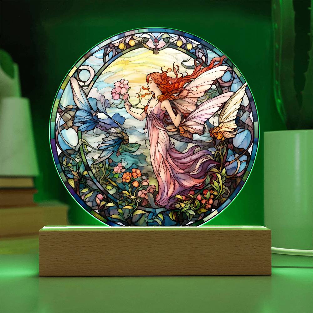 Personalized Fairy Garden Stained Glass Night Light