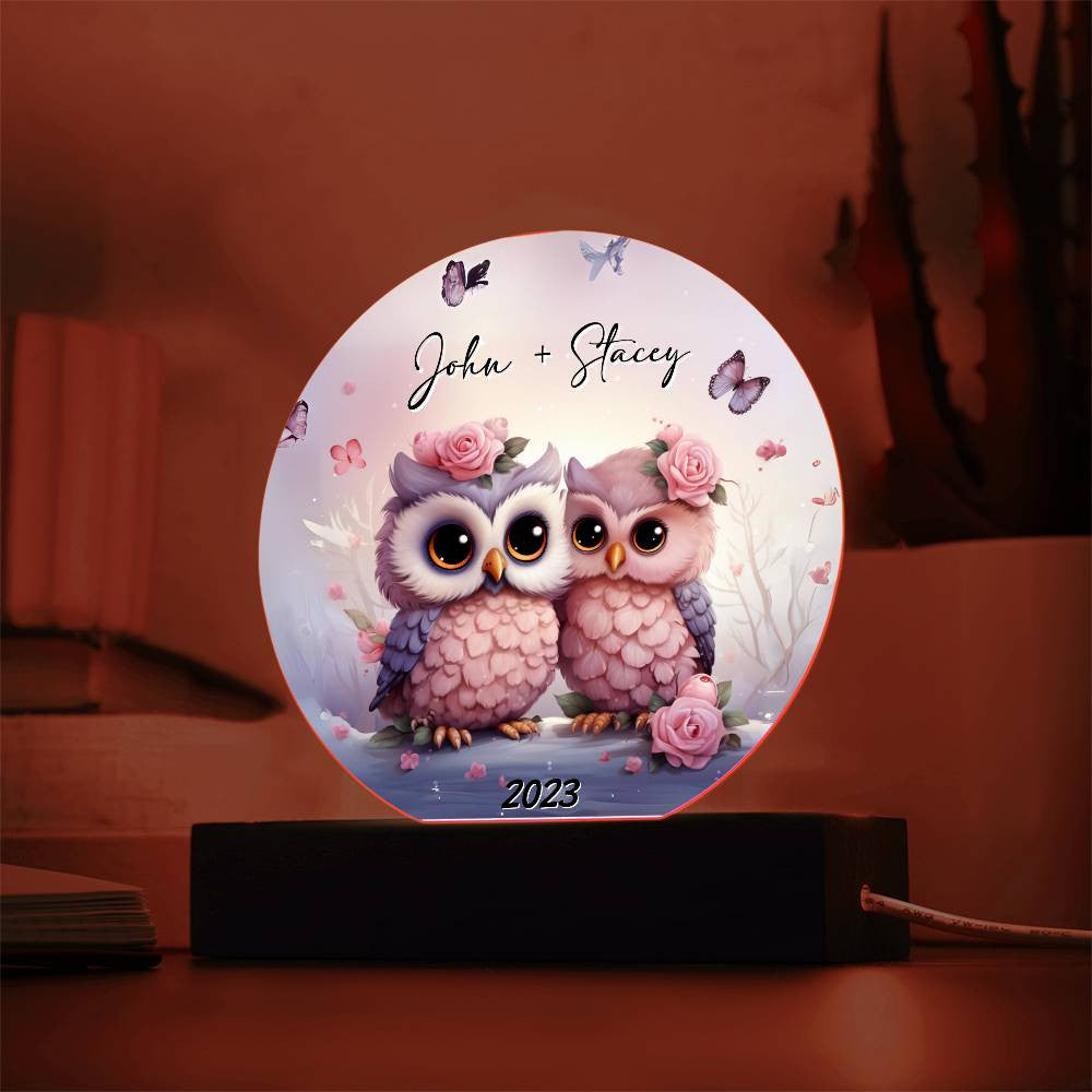 Owl Love Circle Acrylic Plaque