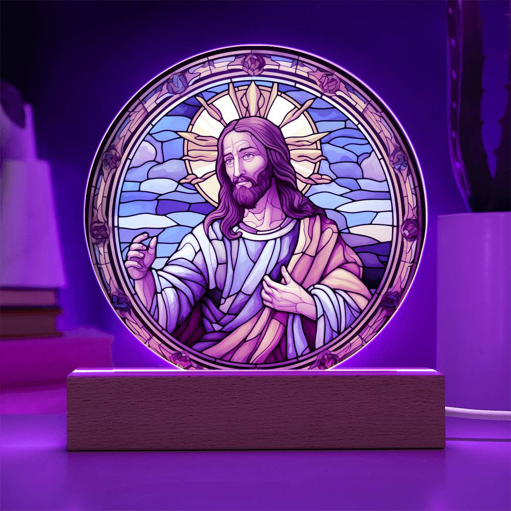 Jesus Stained Glass Catholic Plaque