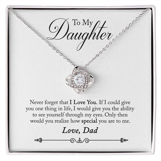 To My Daughter | Never Forget Dad | Love Knot Necklace