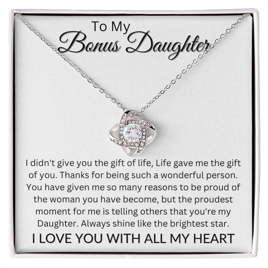 To My Bonus Daughter | Proud | Love Knot Necklace