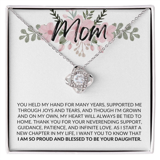 Mom | Pink Flowers Blessed | Love Knot Necklace