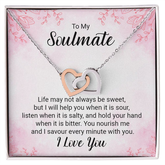 To My Soulmate | I Savour Every Minute | Interlocking Hearts Necklace